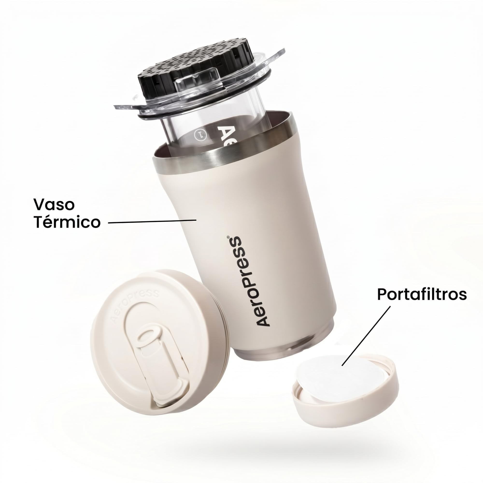 AeroPress Go Plus — Vaso Térmico y Portafiltros