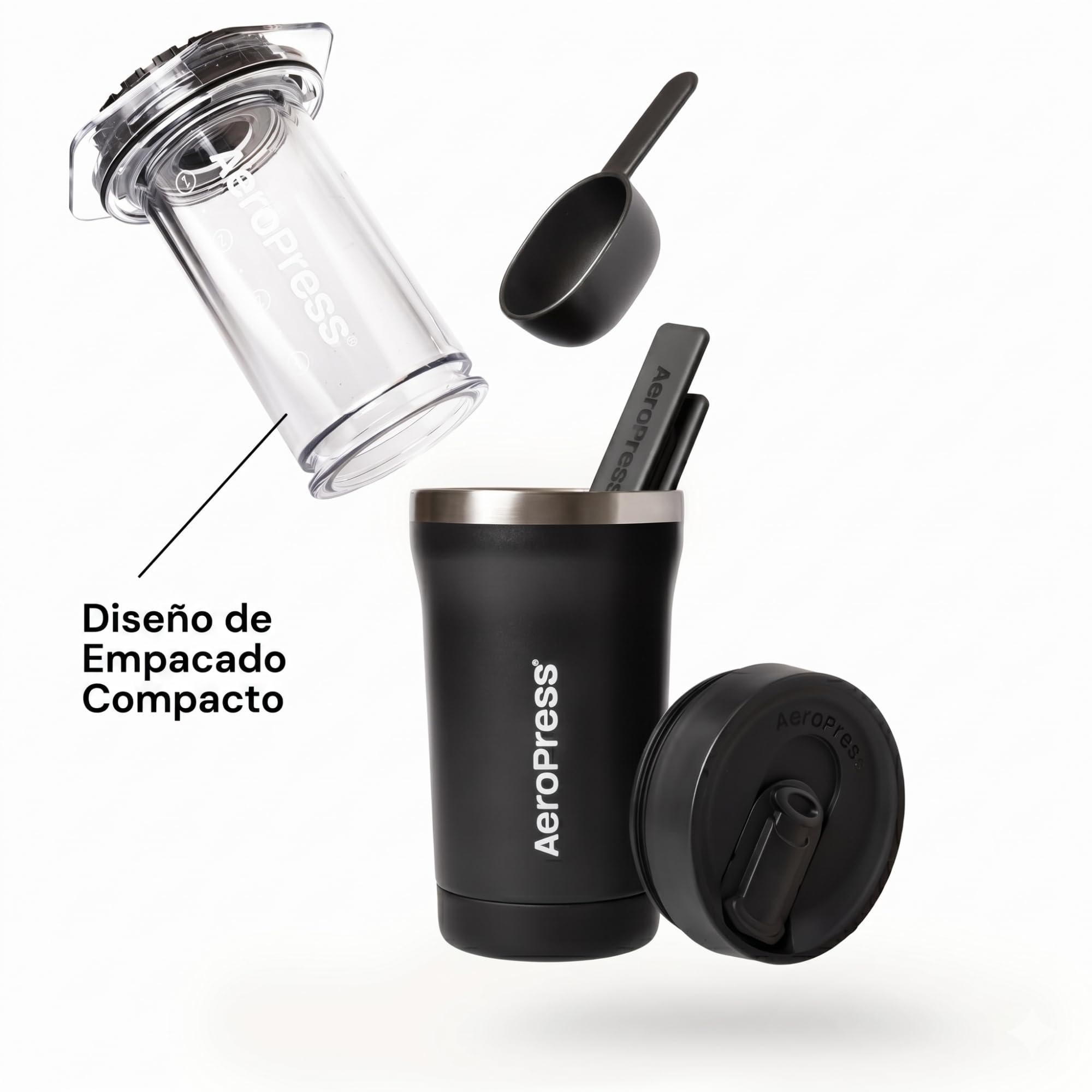 AeroPress Go Plus — Diseño de empacado compacto